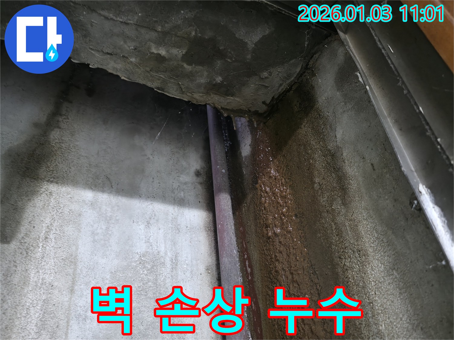용인 수지구 풍덕천동 건물 벽 손상 누수 해결 - 누수 전문가가 책임 시공으로 문제 해결 과정을 보여줍니다.