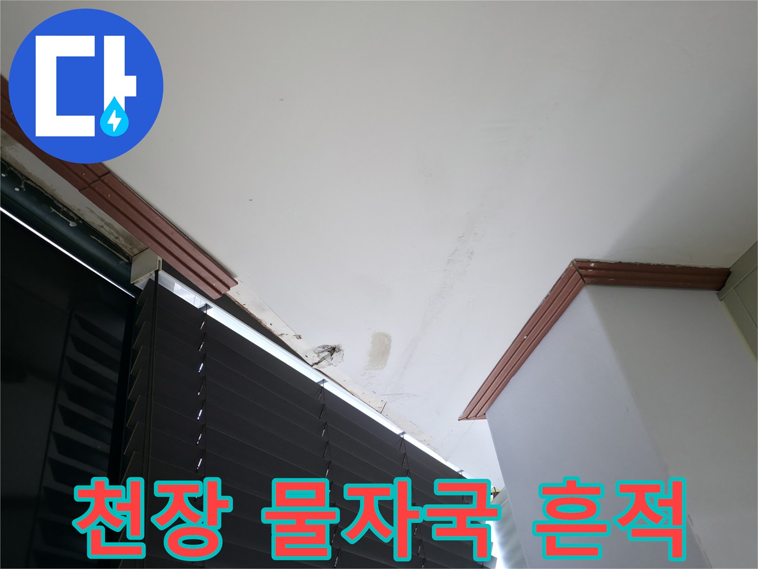 용인 기흥구 현장의 천장 얼룩과 누수 흔적 사진