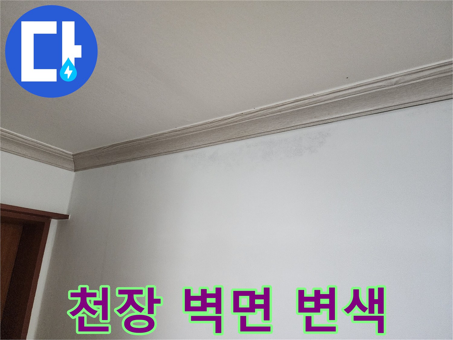 천장과-벽지가-만나는-부분에-습기로-진한-얼룩이-보임