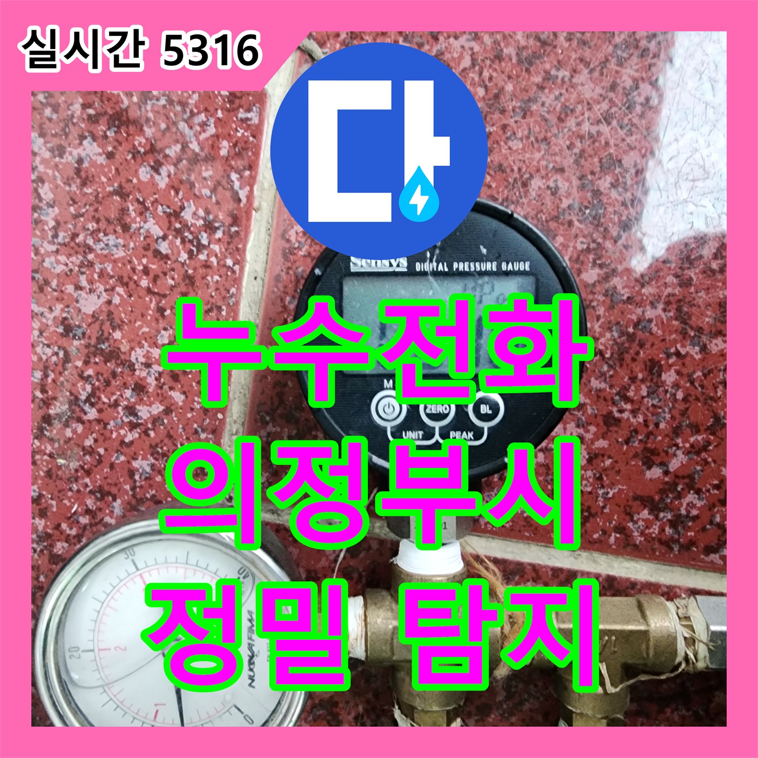 누수전화번호, 정원 지하 매설 수도관 누수 문제 정밀 탐지 및 교체 공사 - 의정부