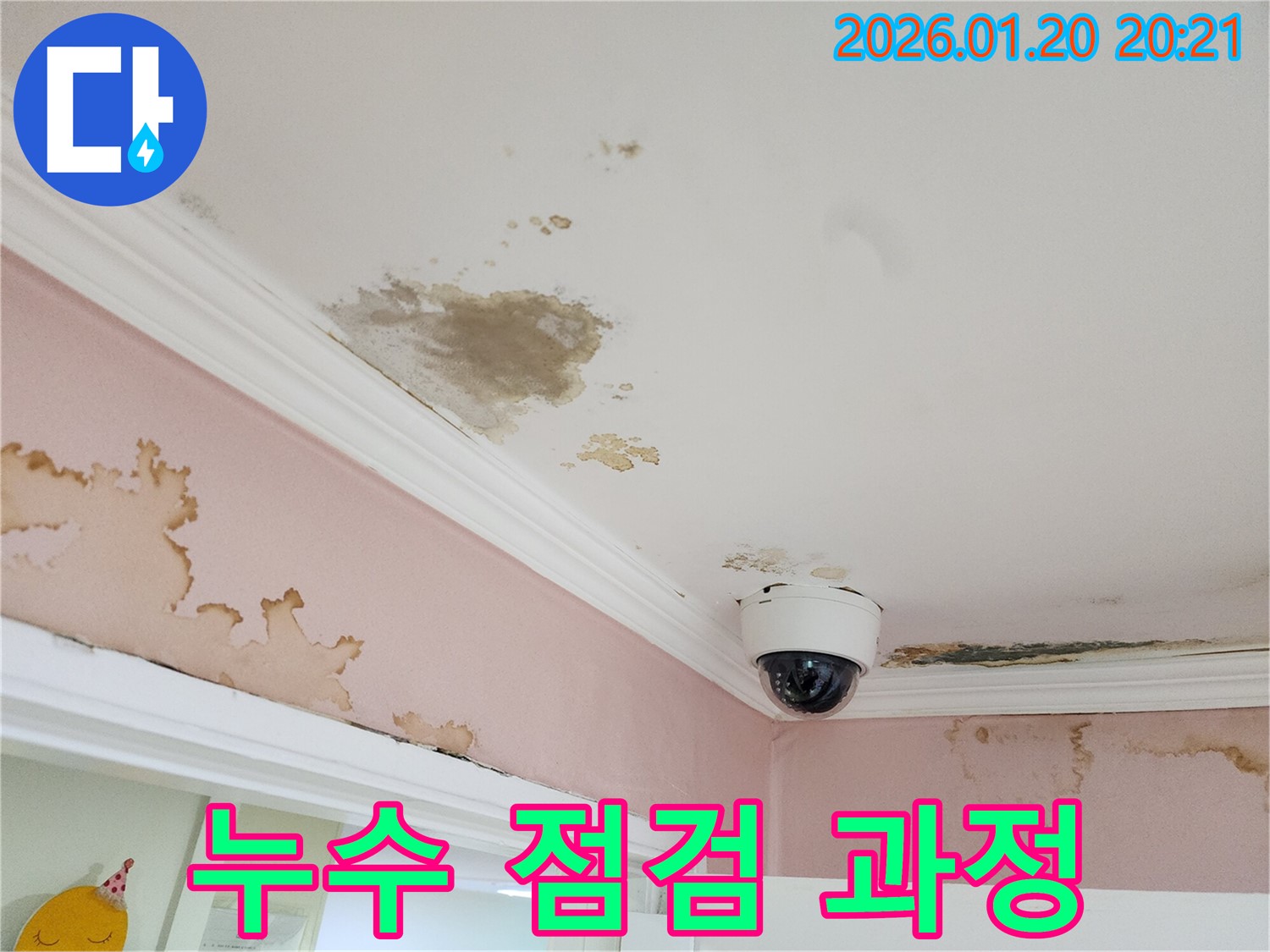 도곡동 누수 점검 - 천장 누수 원인을 찾기 위한 꼼꼼한 점검 과정을 보여주는 사진입니다.