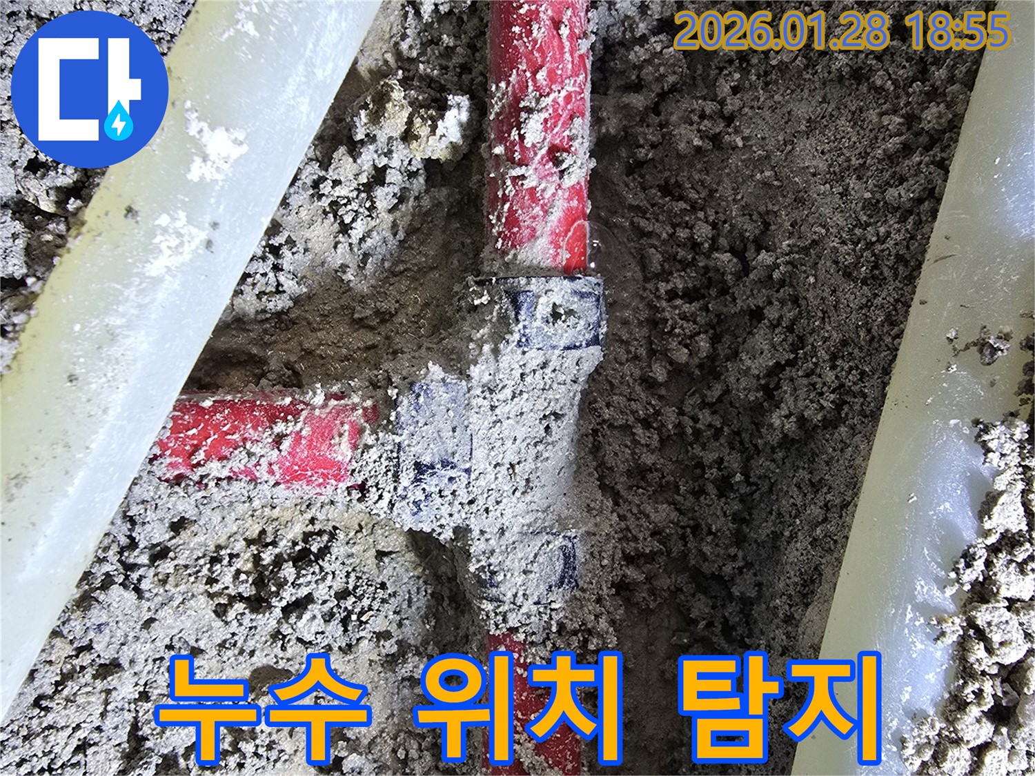 강북구 누수 현장 - 누수 탐지 장비를 사용하여 정확한 누수 위치를 파악하고 있습니다.