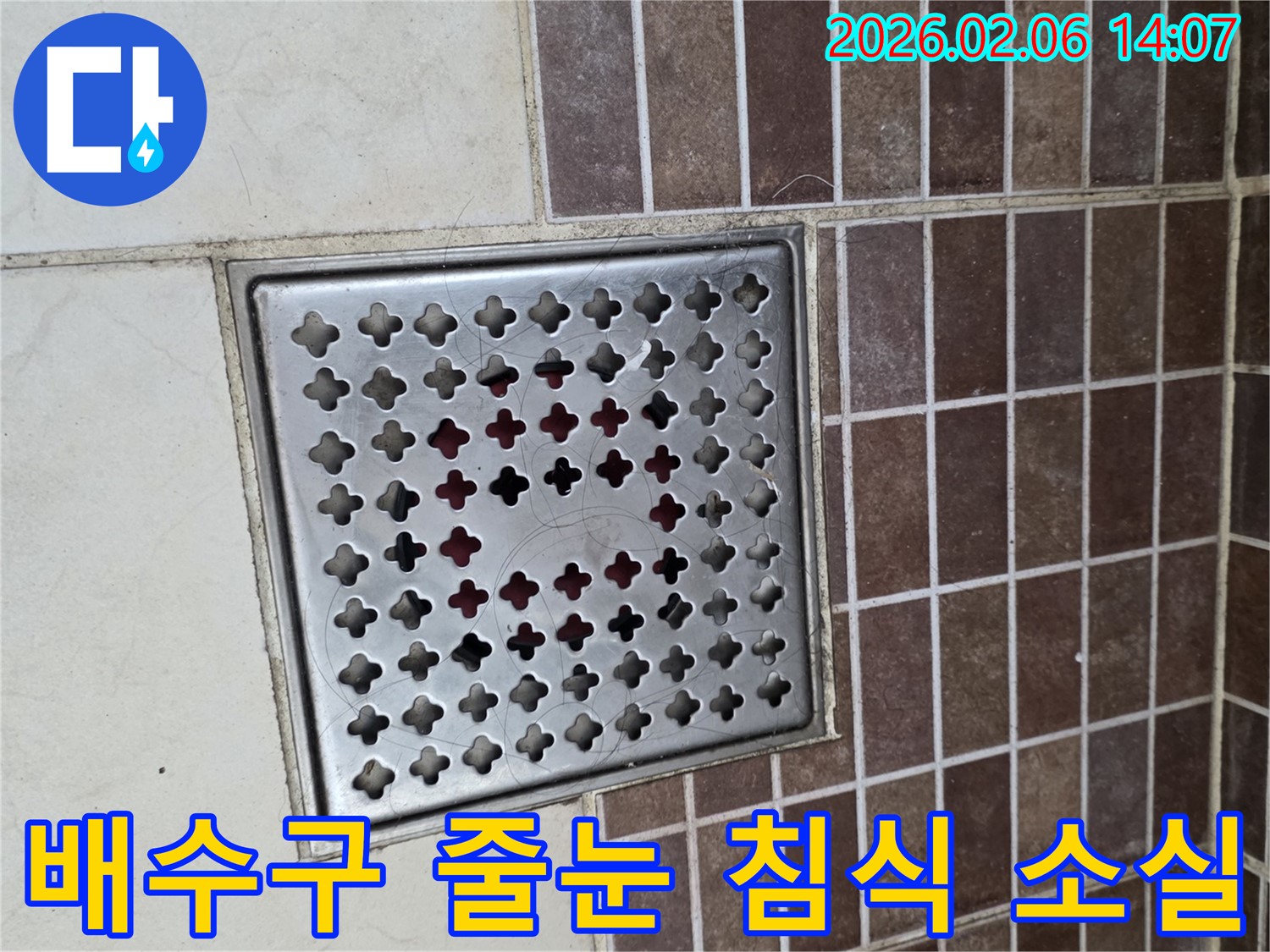 아파트-욕실-배수구-주변-줄눈-침식-소실-현상-확인-사진