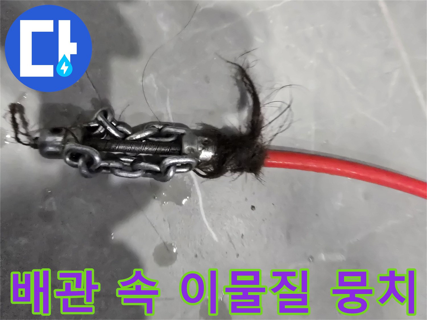 배관 내시경으로 확인한 머리카락과 오물 뭉치