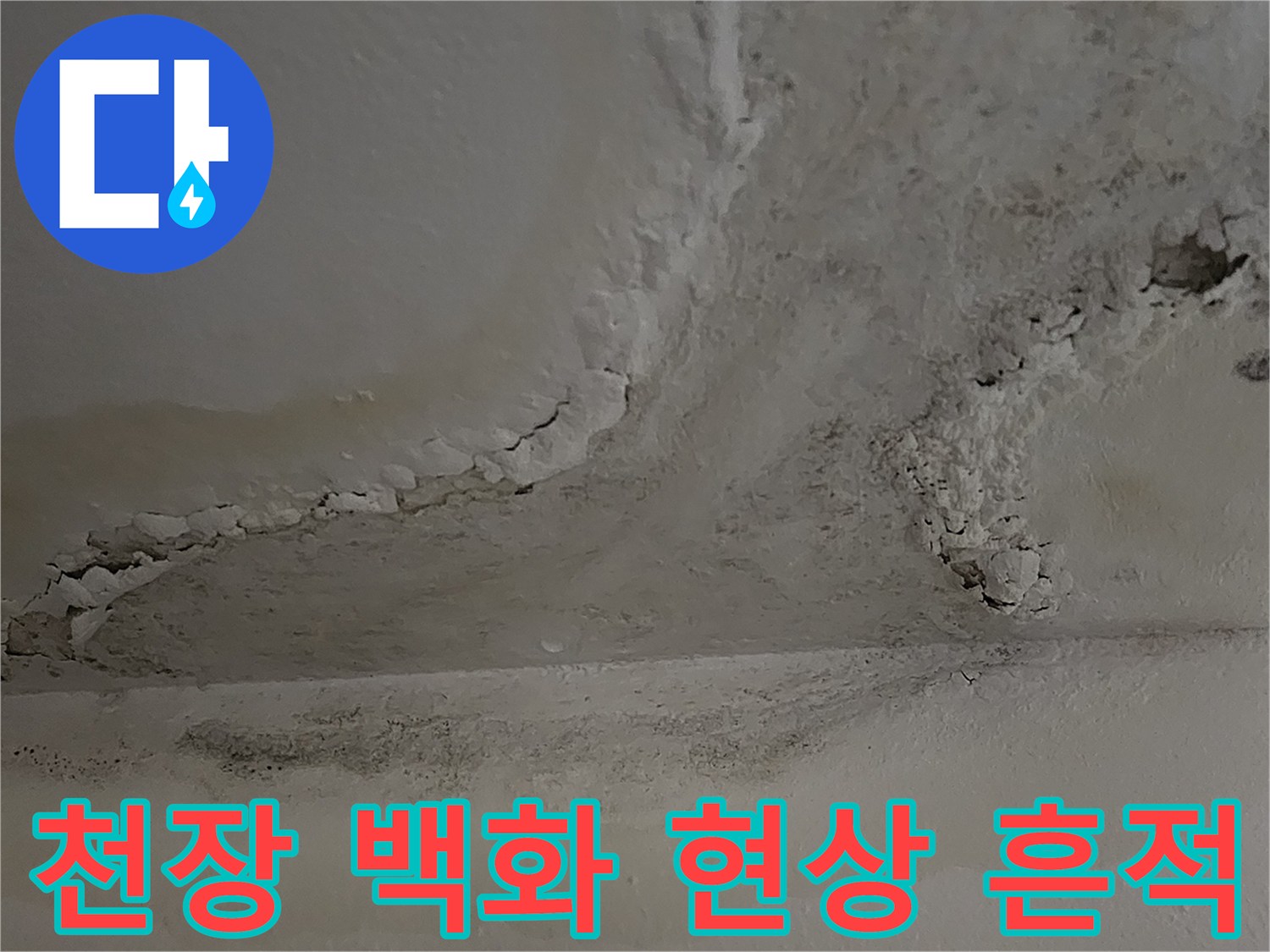 아래층-천장-부근에-하얗게-피어오른-백화-현상과-젖은-자국