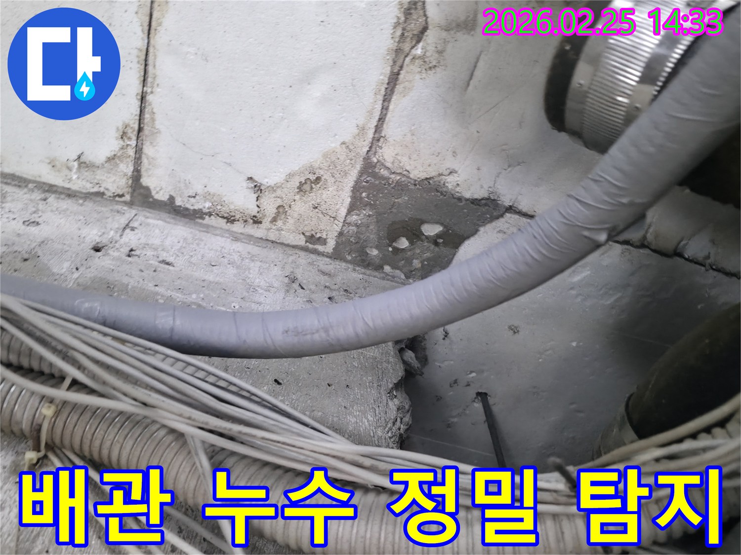 누수 엔지니어가-콘크리트 아래의-배관에서 발생한-누수를-정밀 탐지하는 모습