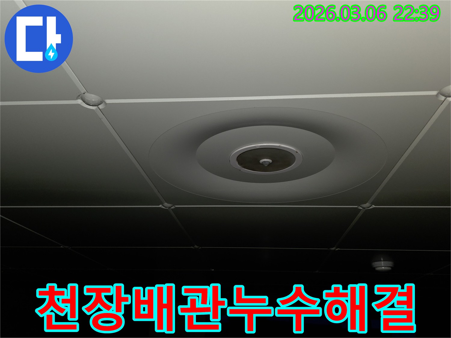 누수 전문가가-천장 내부의-배관 문제로-의심되는-부분을-점검하며-누수 원인을-찾아내고-해결하기-위한-준비를-하는-모습