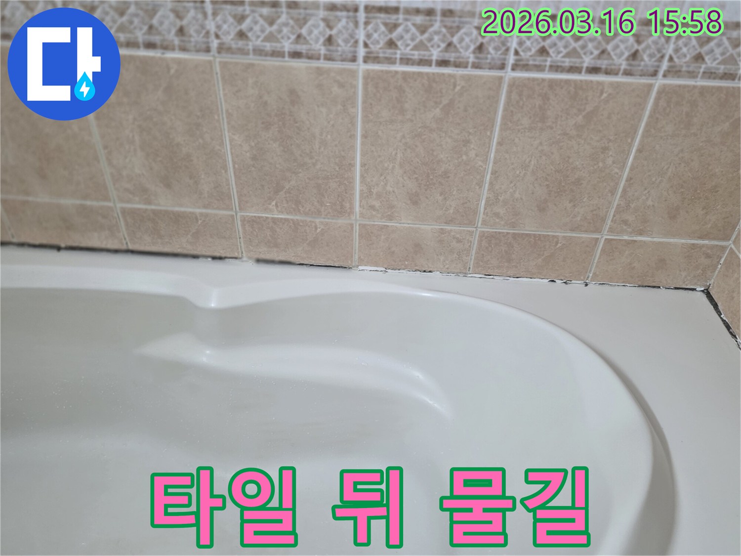 욕조와-타일-경계면의-곰팡이는-타일-뒤로-물이-스며들어-벽체-손상이-진행되고-있음을-경고합니다.