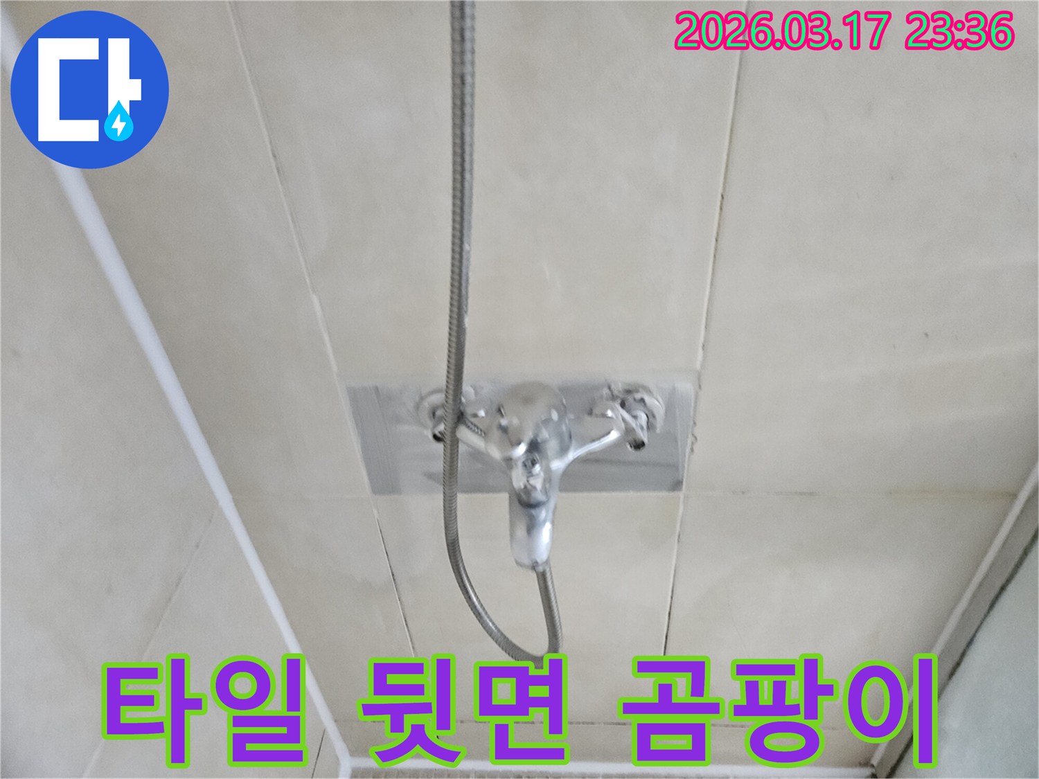 병점동-욕실에서-샤워-수전-주변-타일-뒷면에-발생한-곰팡이의-누수-원인을-탐지하는-모습을-담은-이미지입니다
