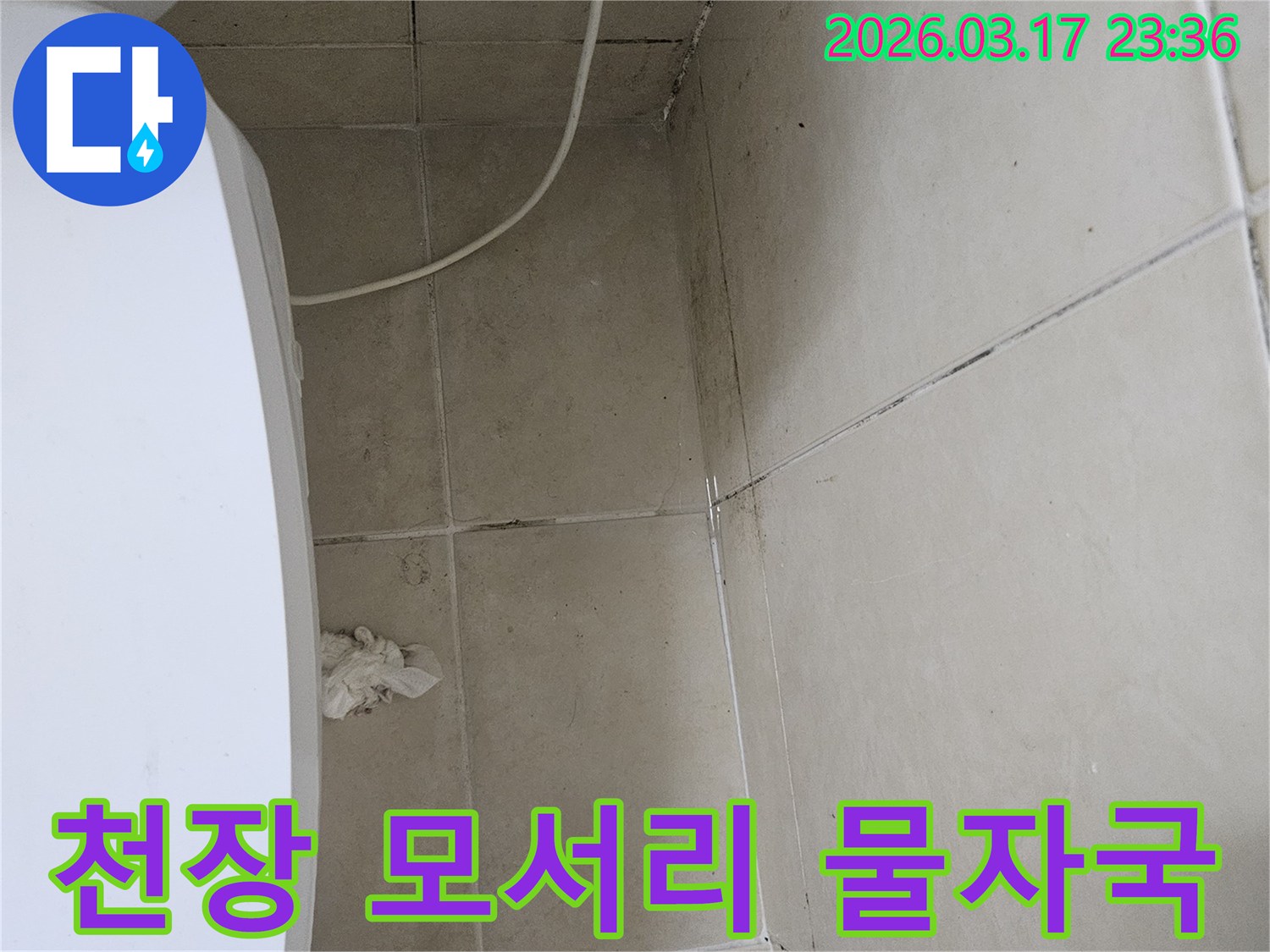 이-이미지는-천장-모서리-부분에-나타난-물자국과-검은-곰팡이를-보여주며-이는-누수로-인한-지속적인-습기-침투를-의미합니다