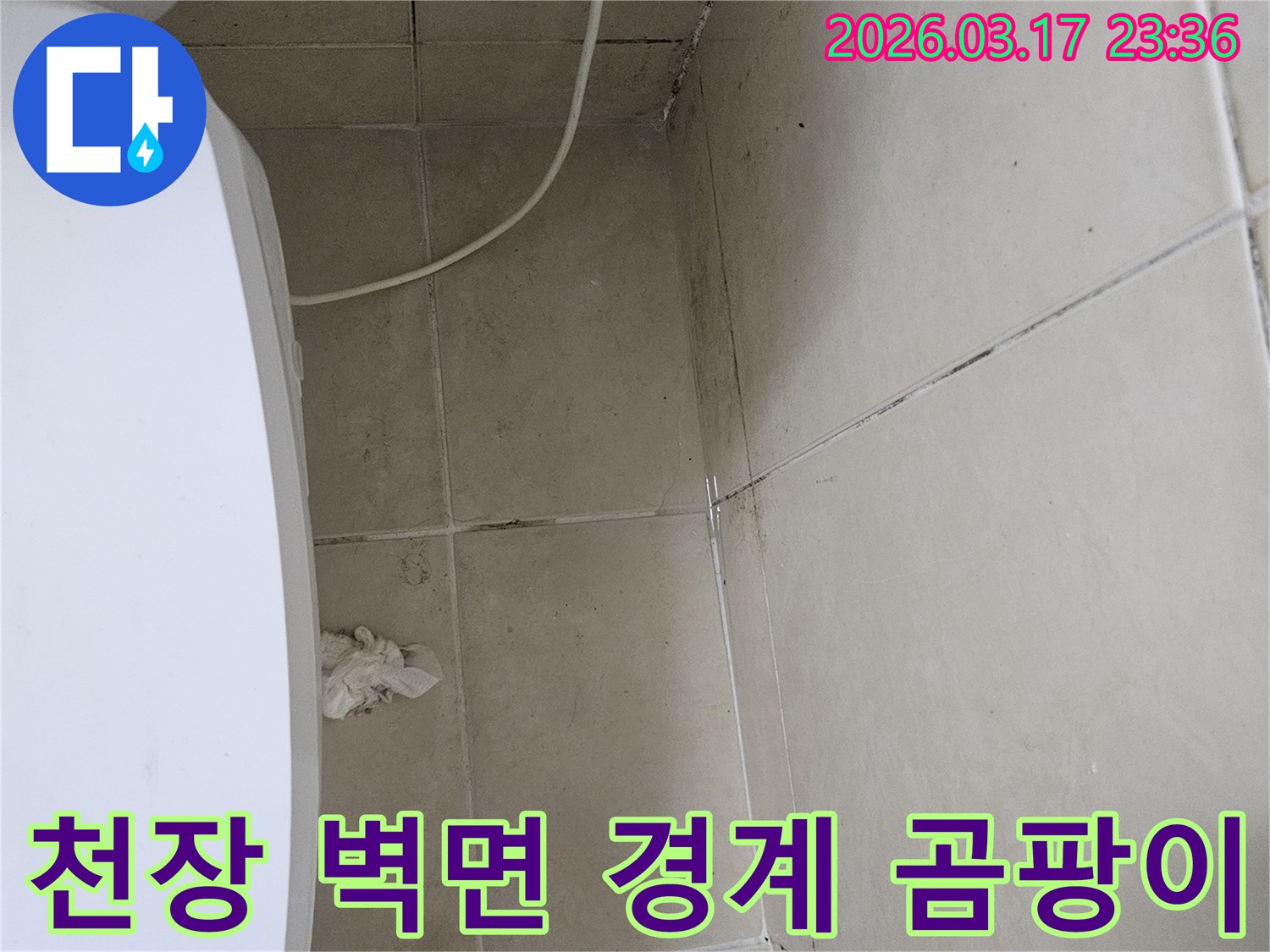 이-이미지는-천장과-벽면이-만나는-경계-부분에-집중적으로-발생한-검은-곰팡이와-오염을-보여주며-이는-누수로-인한-지속적인-습기-침투를-의미합니다
