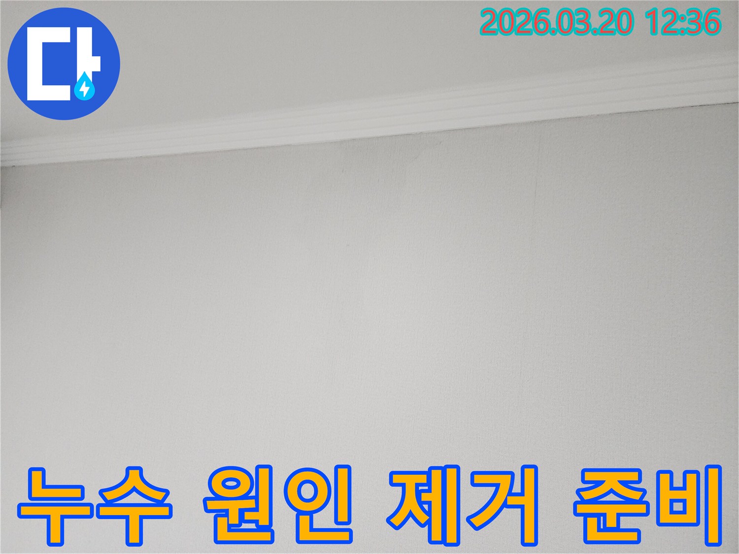 벽면-상단에-나타난-누수-흔적을-바탕으로-누수-원인-제거를-위한-공사-계획을-세우는-모습