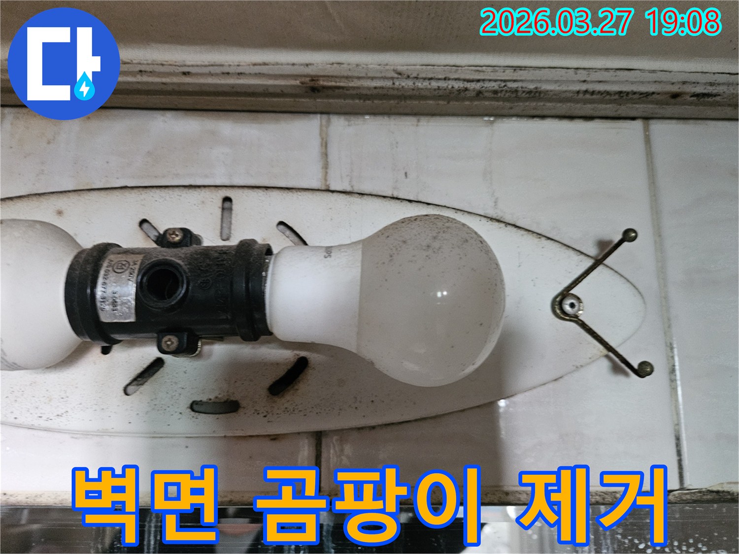 이 사진은-천장 조명 주변 벽면에-발생한-광범위한-곰팡이를-보여주며-이는-지속적인-누수의-결과입니다