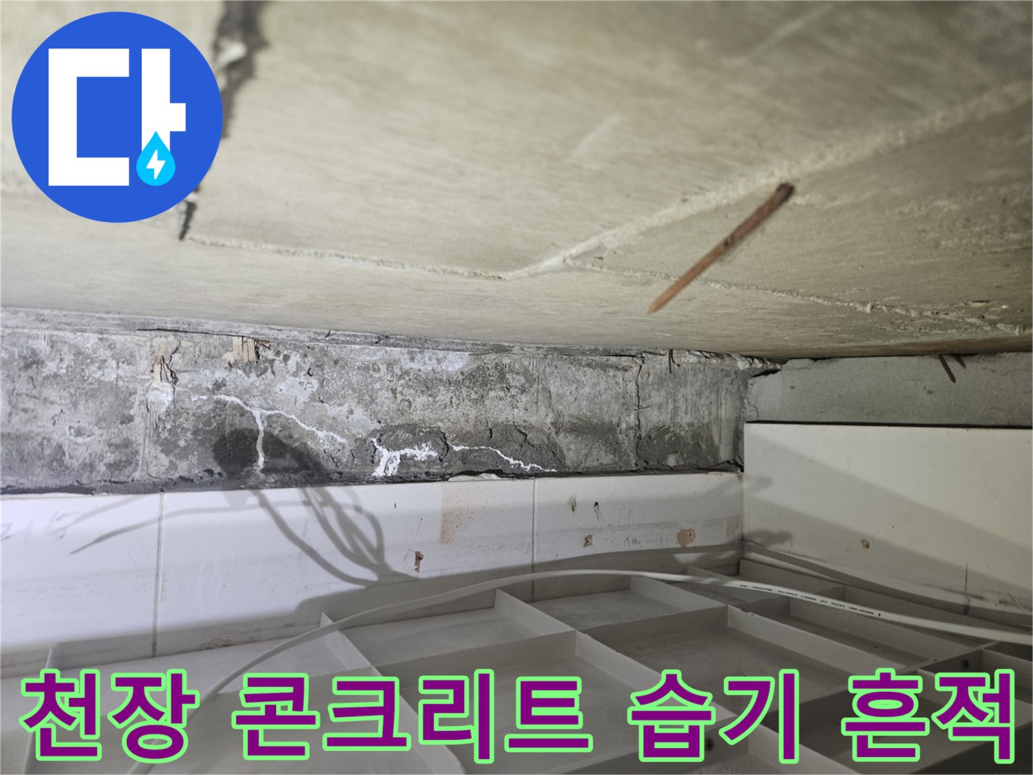 콘크리트-벽체-사이의-습윤한-상태와-변색된-부위