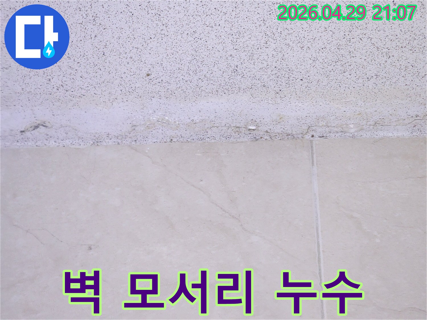 타일-벽면과-천장-경계에서-발생한-습기-및-물방울을-명확히-보여주는-사진-자료