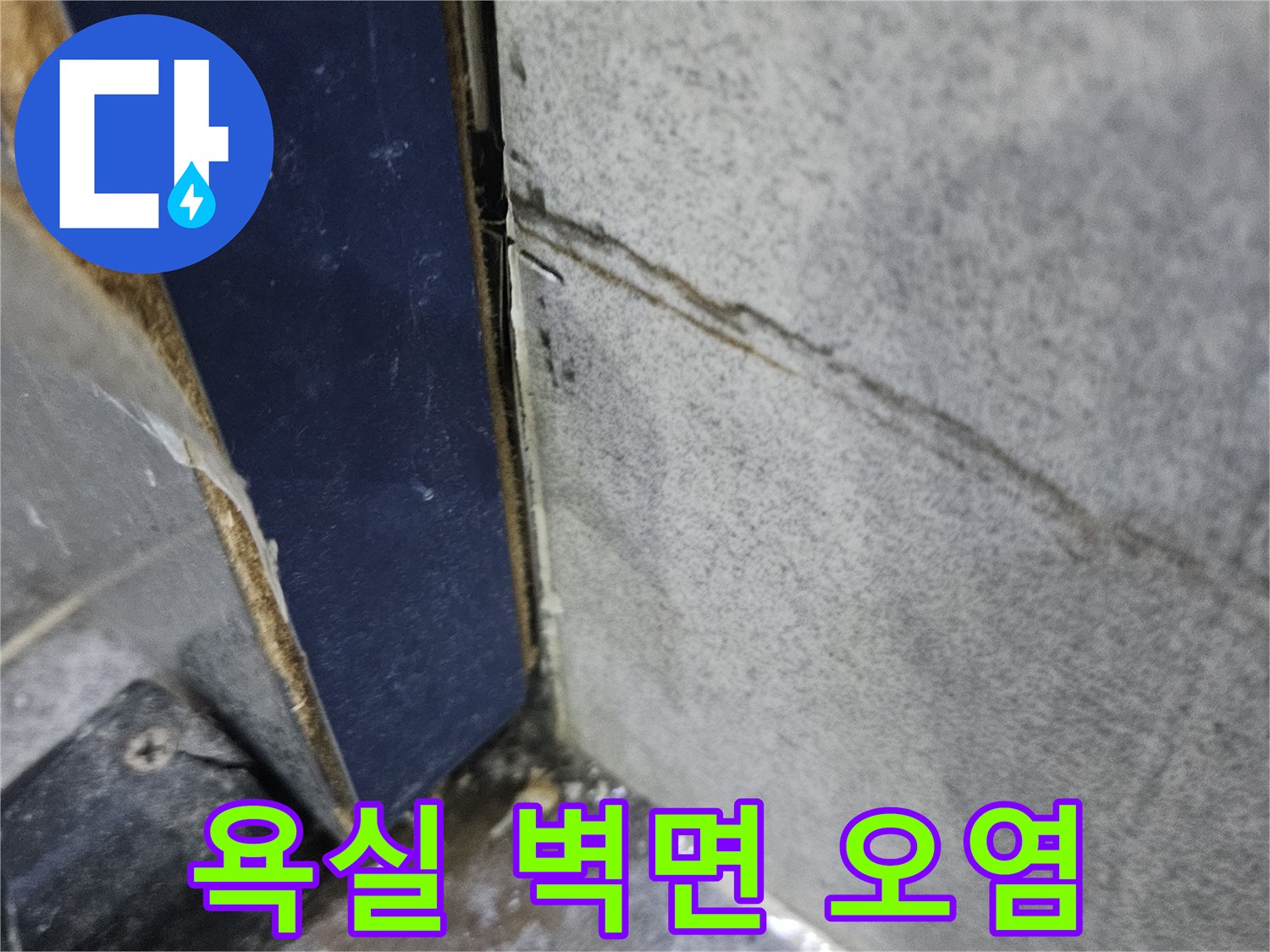 욕실-타일-벽면-하단에-누수로-인한-검은-오염이-발생한-현장-사진