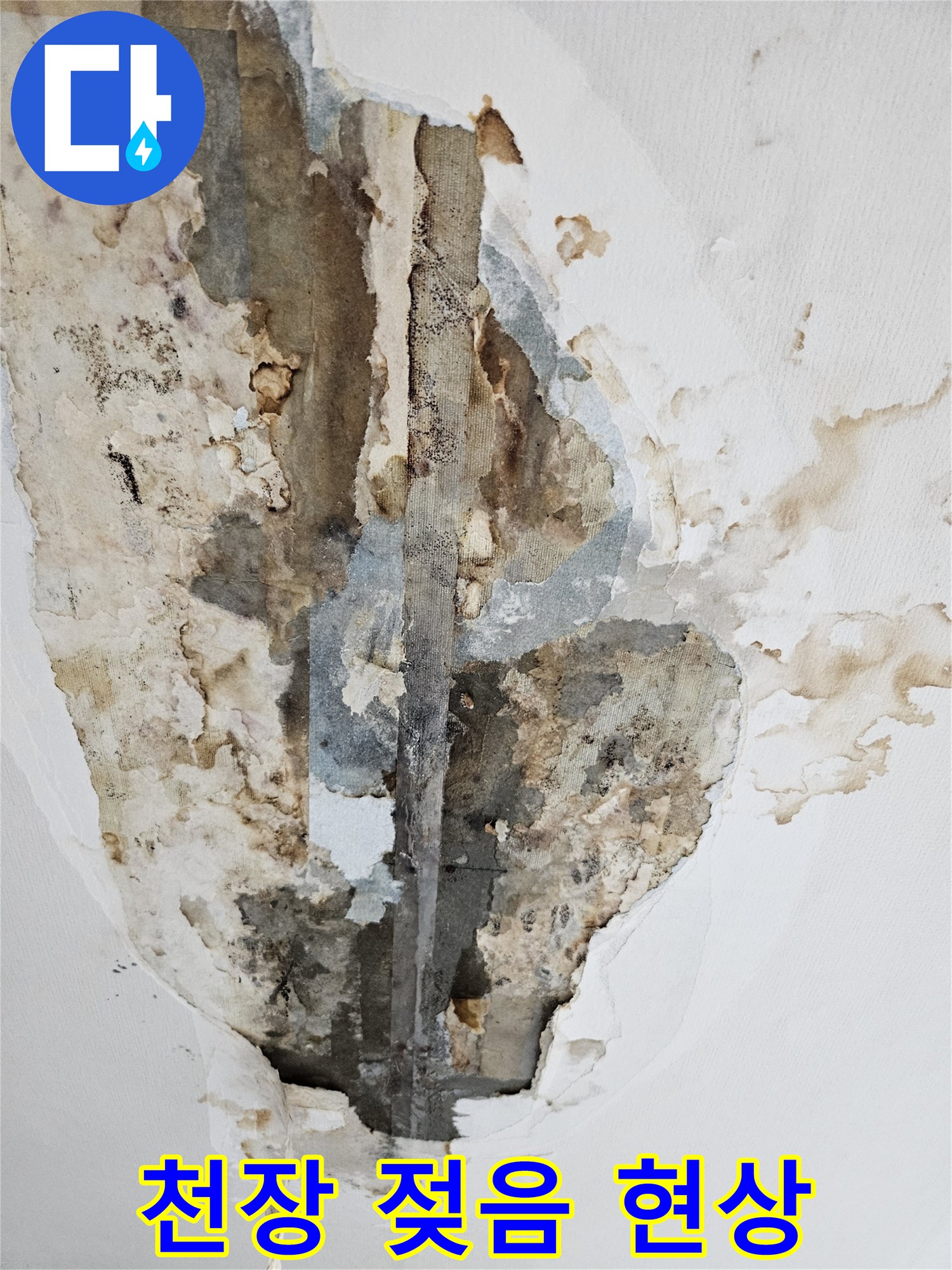 심하게-젖어있는-천장-내부-마감재-및-얼룩-사진