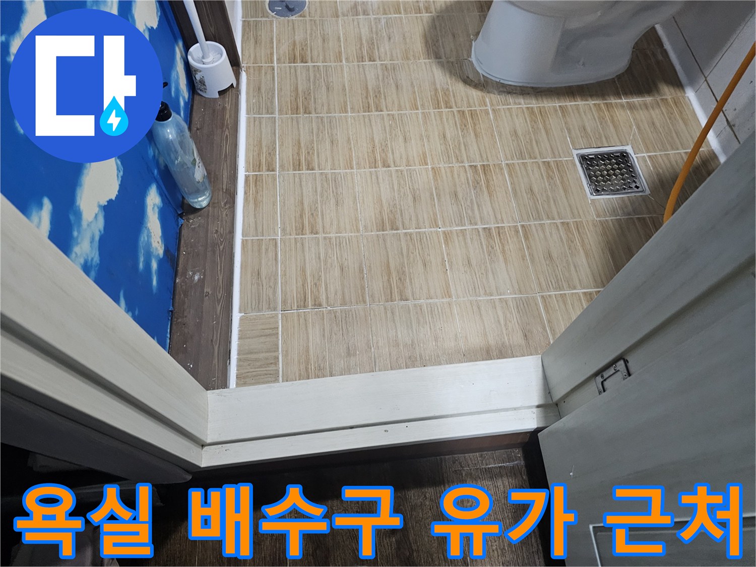 송파구 고시원 화장실-배수구와 변기 주변 타일 구간