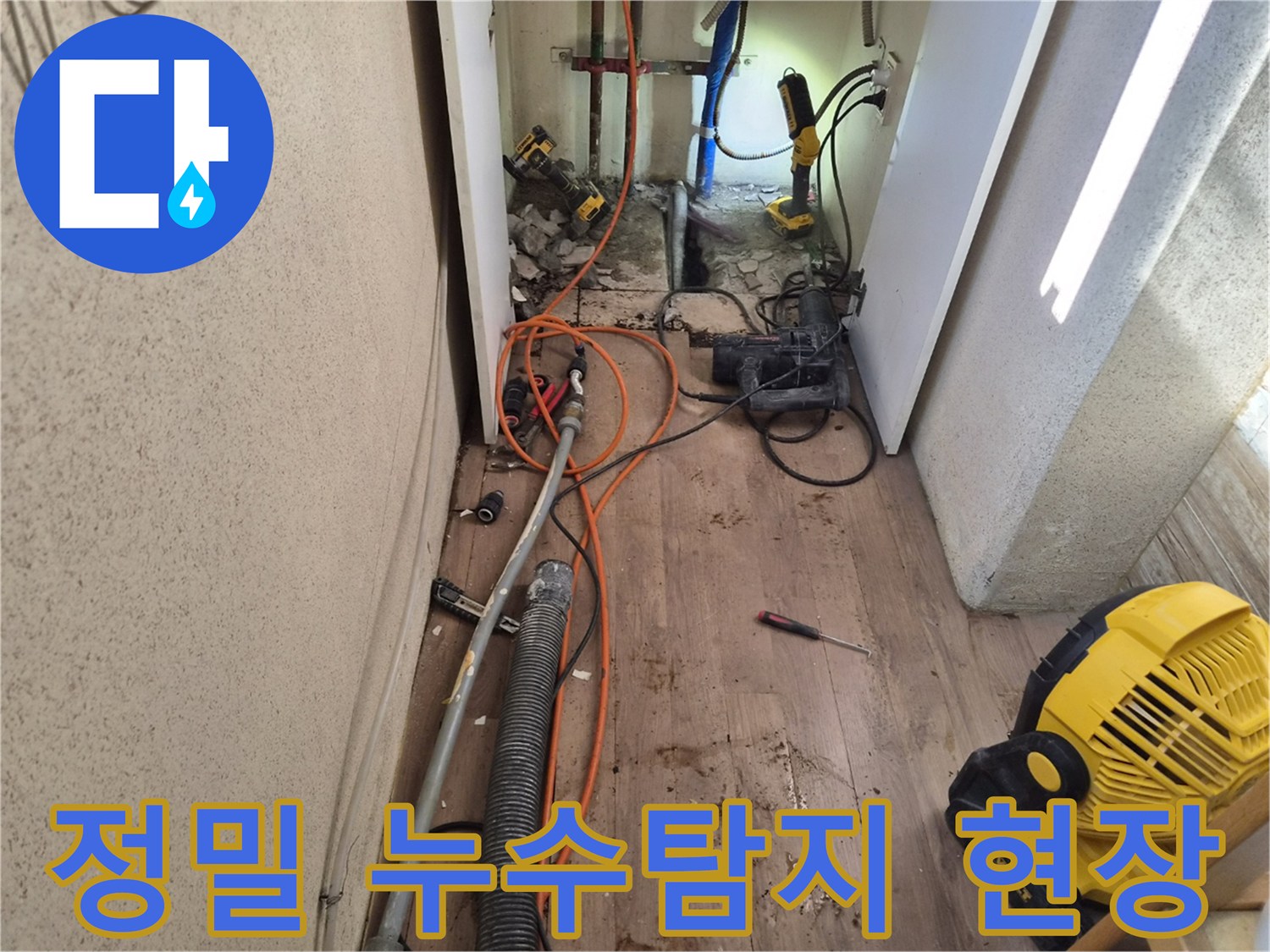 첨단-누수-탐지-장비를-활용하여-정밀하게-누수-지점을-찾아내는-작업-현장