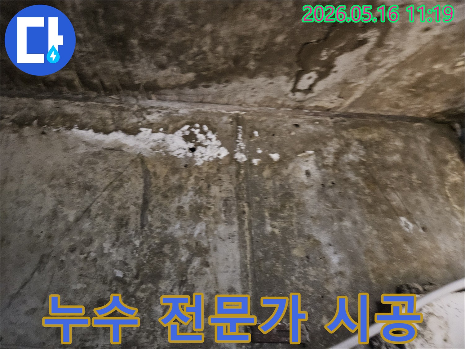 누수로 인해-손상된 벽면을-누수 전문가가-꼼꼼하게 진단하고-시공을 준비하는-현장의 모습