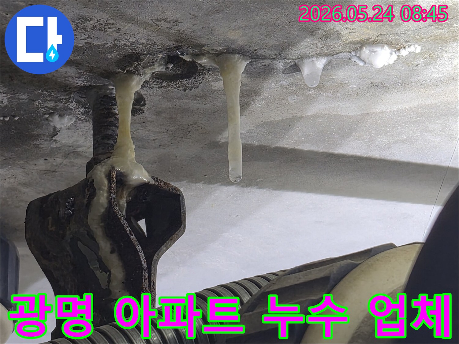 경기-광명시-아파트-천장에서-누수로-인해-고드름이-생성된-누수-전문-업체-방문-현장