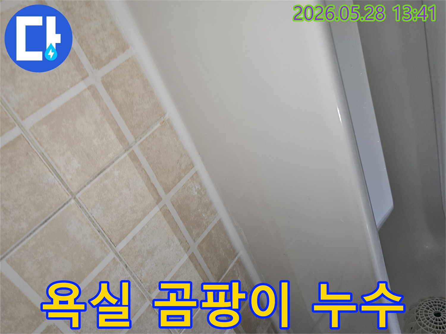 욕실-타일-틈새와-실리콘-주변에-발생한-곰팡이가-누수와-연관되어-있는-현장-사진입니다.