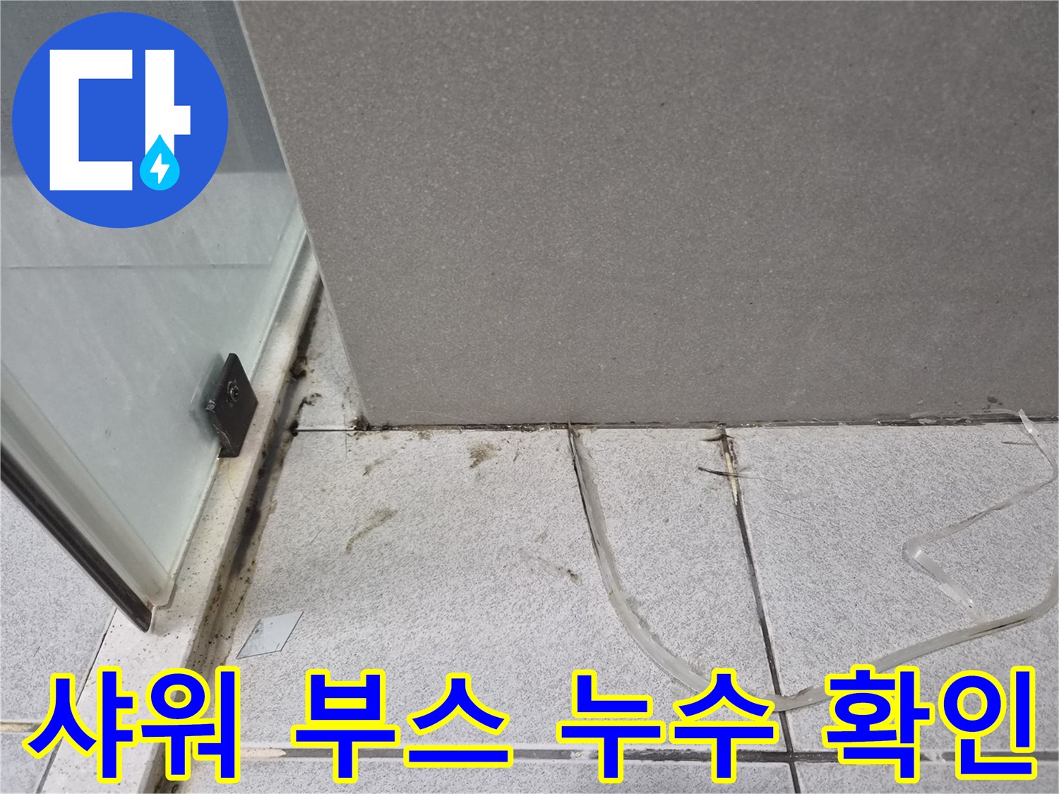 샤워-부스-하단-코너에서-발견된-물샘-흔적과-오염-상태를-자세히-보여주는-이미지