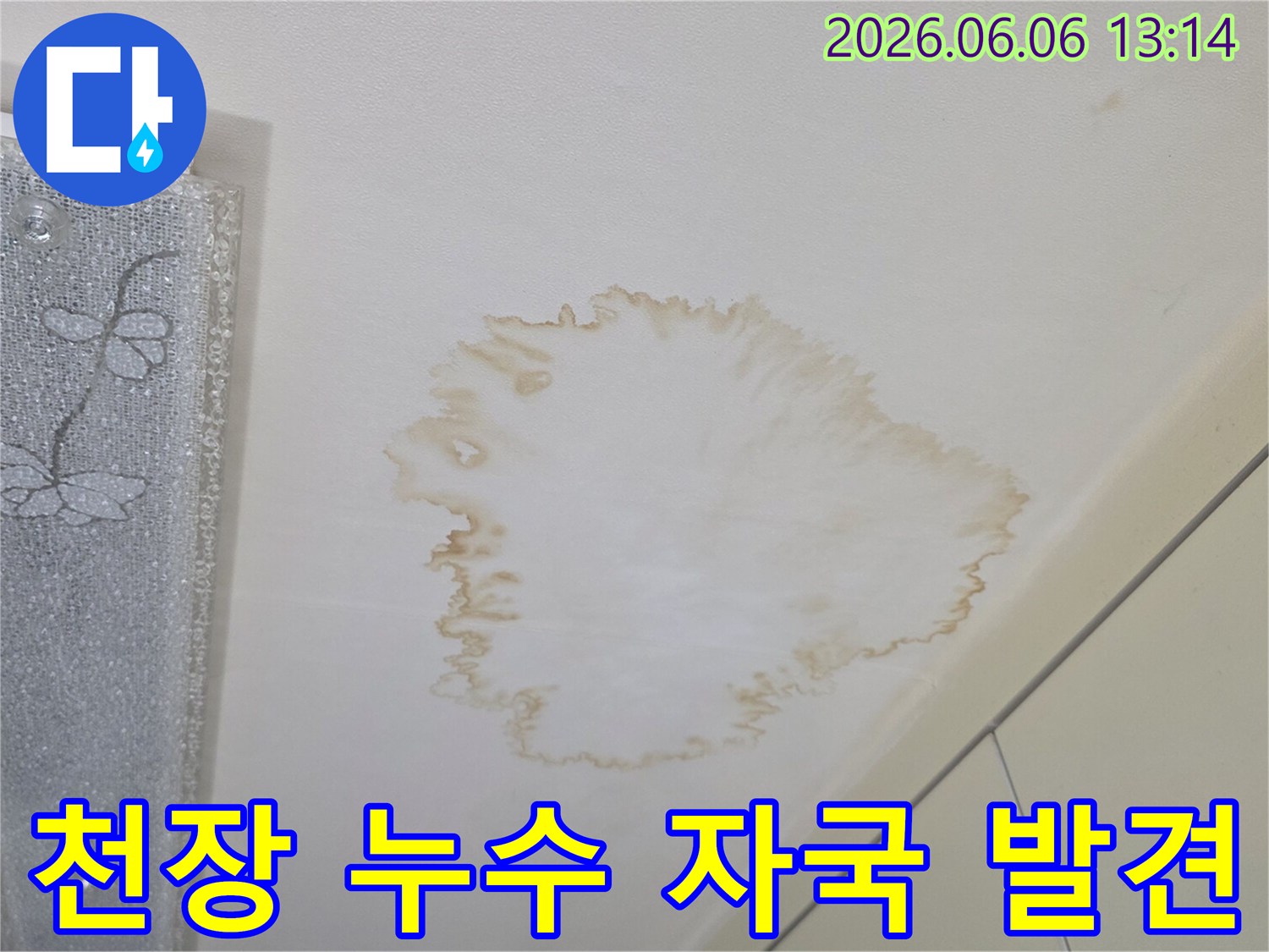 천장에-나타난-갈색-물-자국은-누수-문제가-진행되고-있음을-시사하며-빠른-조치가-필요합니다