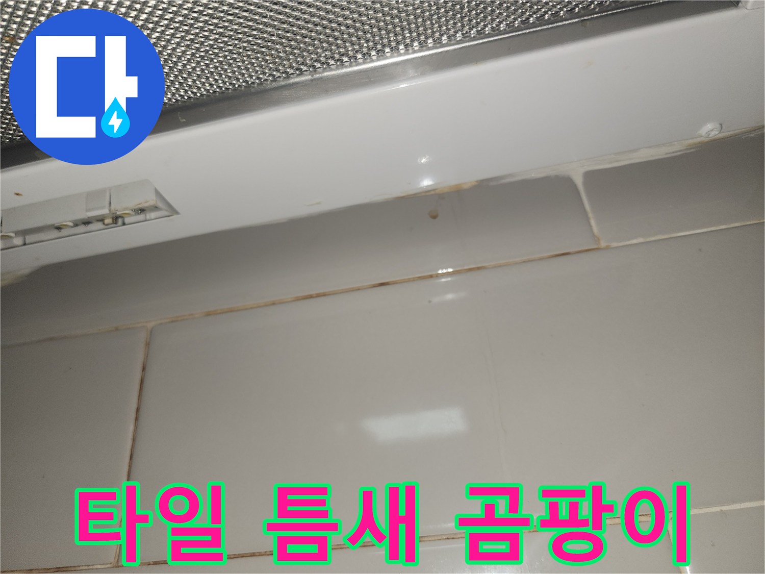 아파트-주방-후드-아래-타일-틈새에-생긴-누수-곰팡이-사진