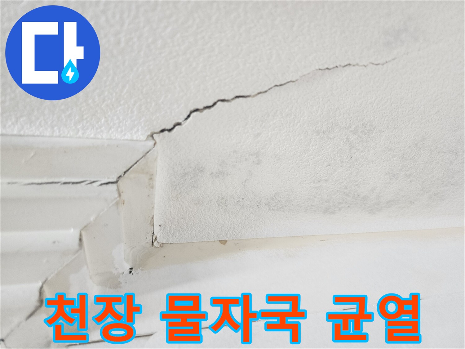 일산동구 현장-습기로 젖어 갈라진 천장 벽지 모습