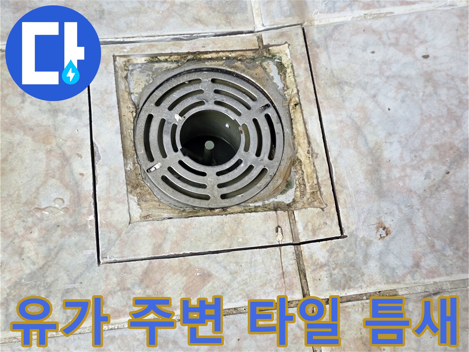 배수구-주변-타일-경계-부위-오염-및-균열