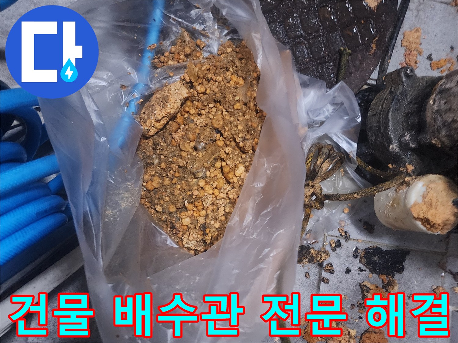 건물-배수관에서-제거된-수년간-축적된-대형-슬러지-덩어리-사진
