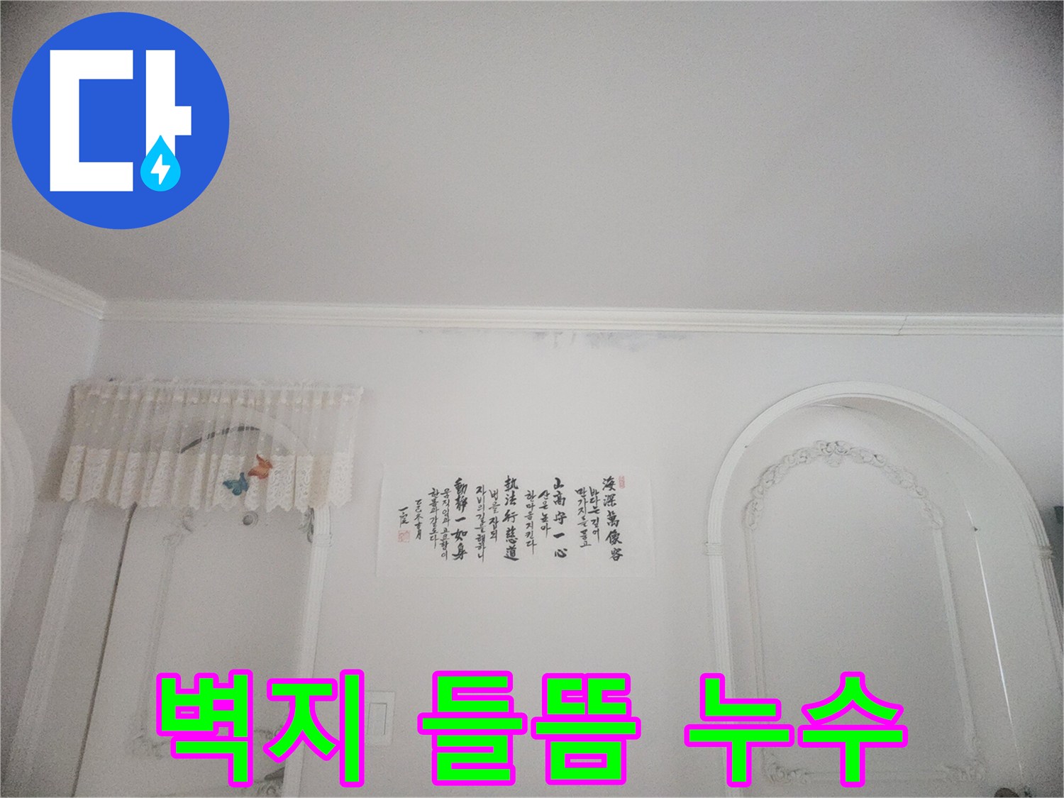 아파트 벽면에 생긴 물얼룩과 곰팡이-정확한 누수 원인 파악이 시급한 현장