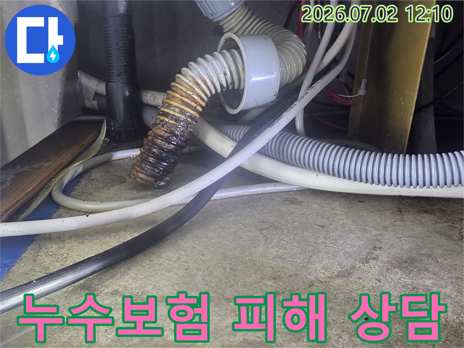 누수-보험-처리를-위해-부식된-배관에서-발생한-누수-피해-현장을-정확히-기록하는-모습