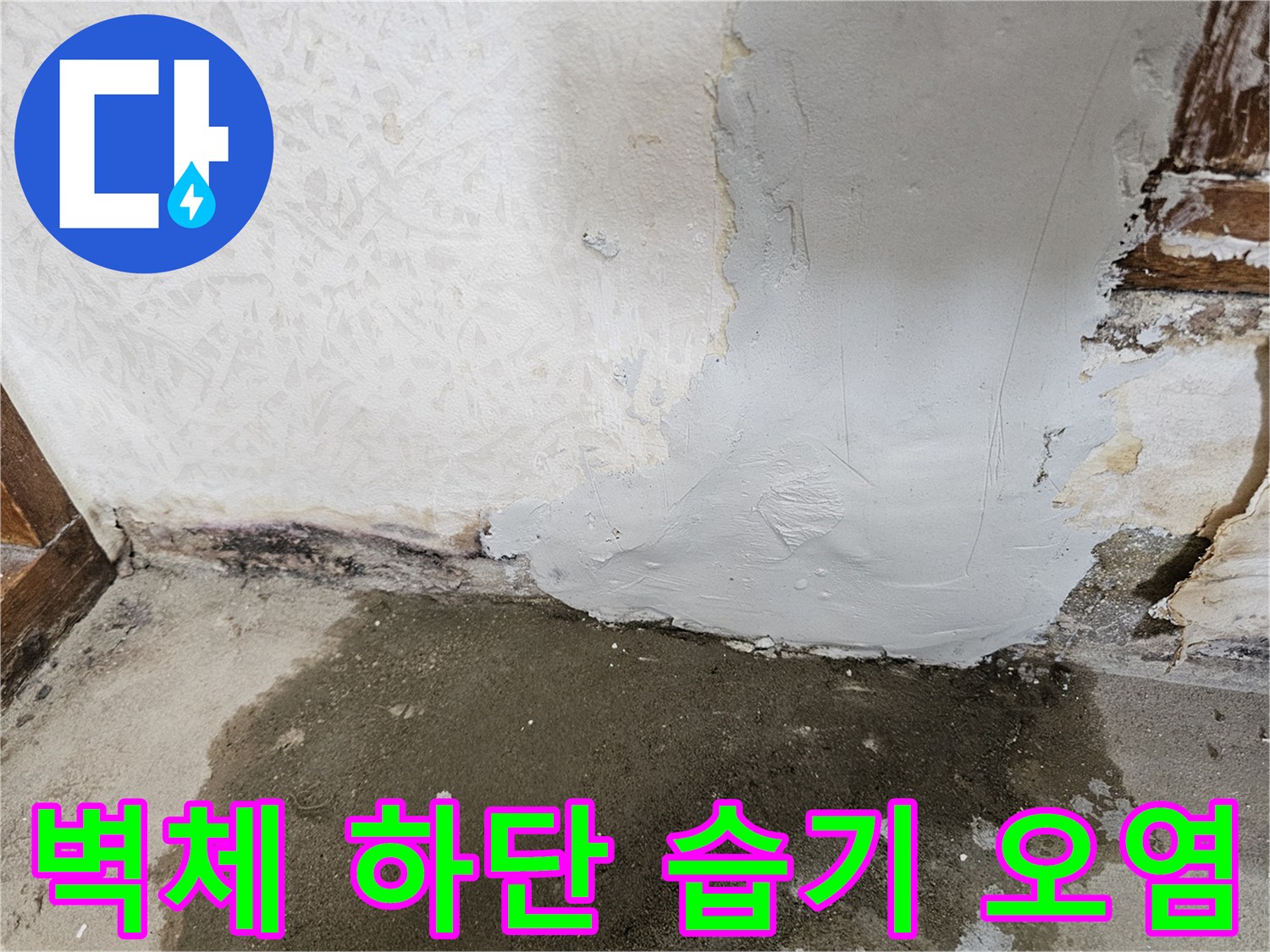 광진구-욕실-벽면-하단부의-습기로-오염된-모습