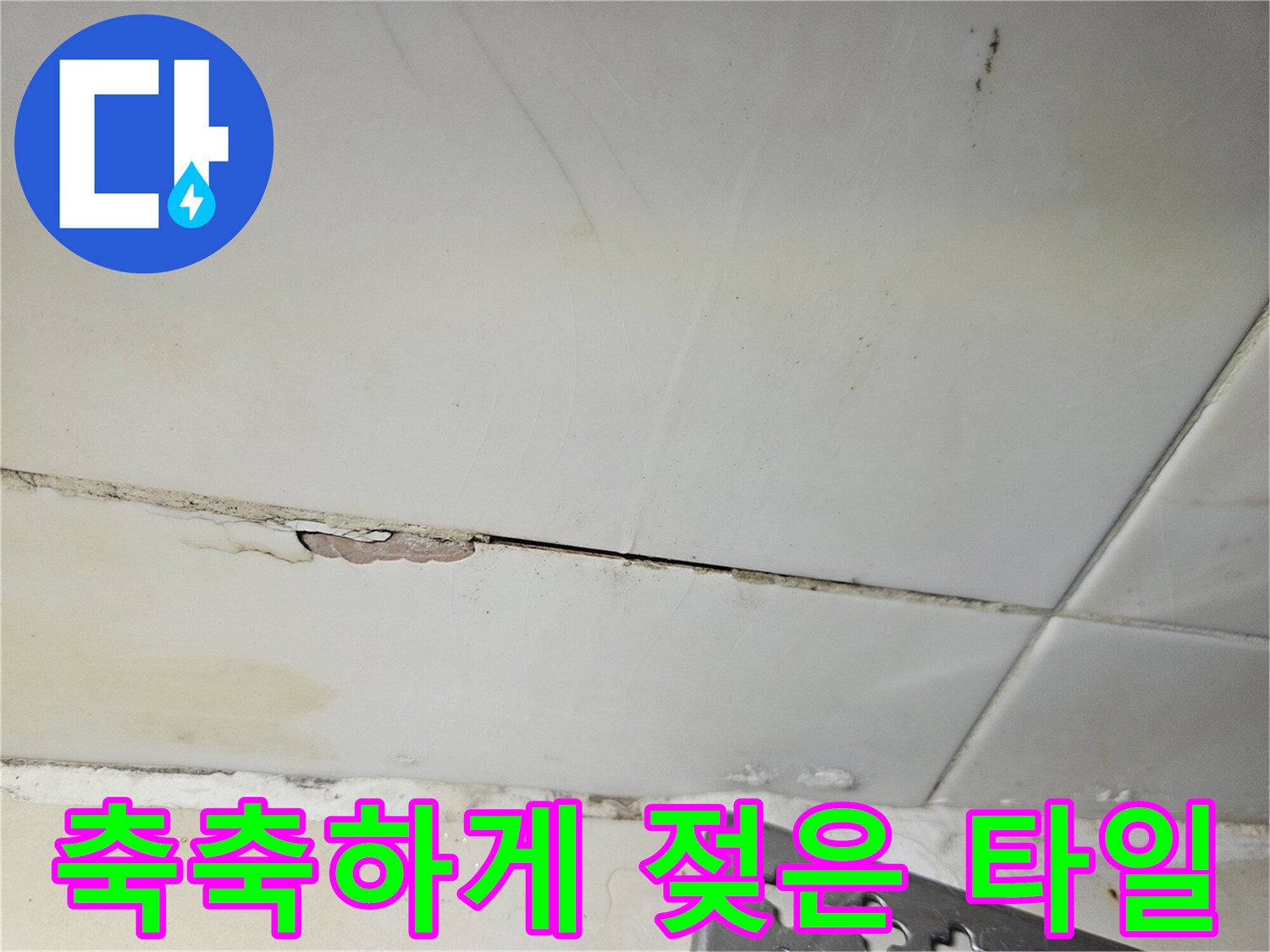 습기가 침투한 타일 줄눈-내부 누수 의심 부위