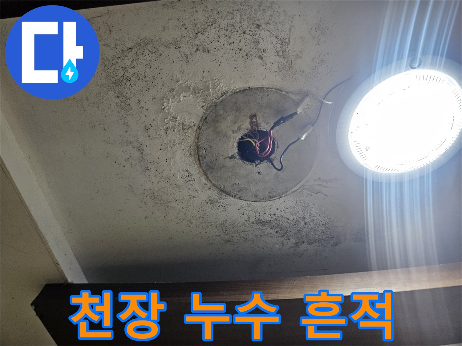인천 부평구-화장실 천장 배관 주변의 물샘 흔적과 곰팡이 상태