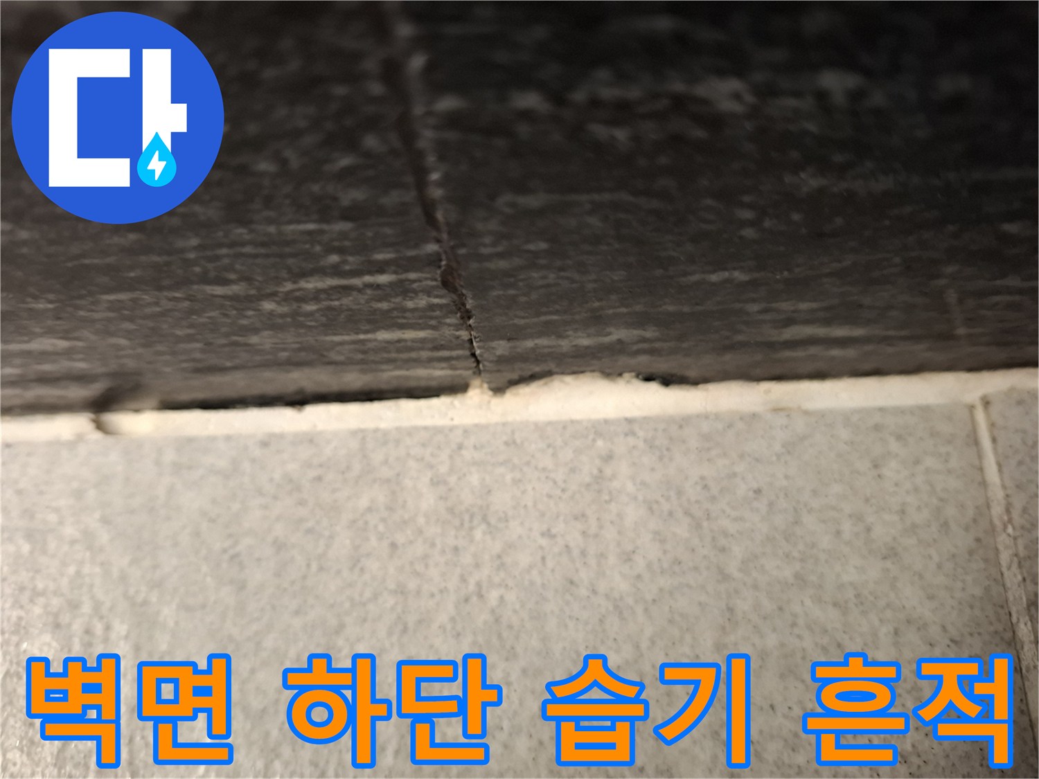 벽면 마감재 사이로 스며든 습기와 곰팡이 발생 부위