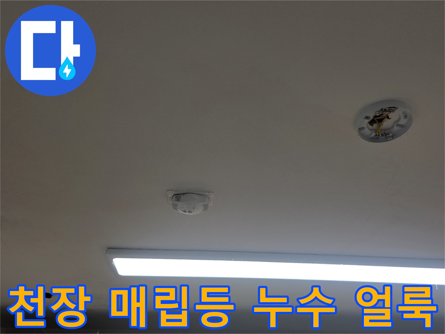 아파트 주방 천장-물자국이 번진 조명 주변부