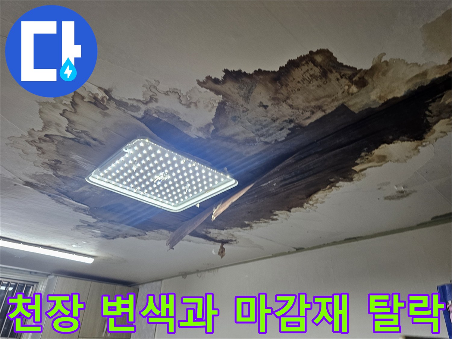 상도동 빌라-천장 마감재가 젖어서 떨어져 나간 상태