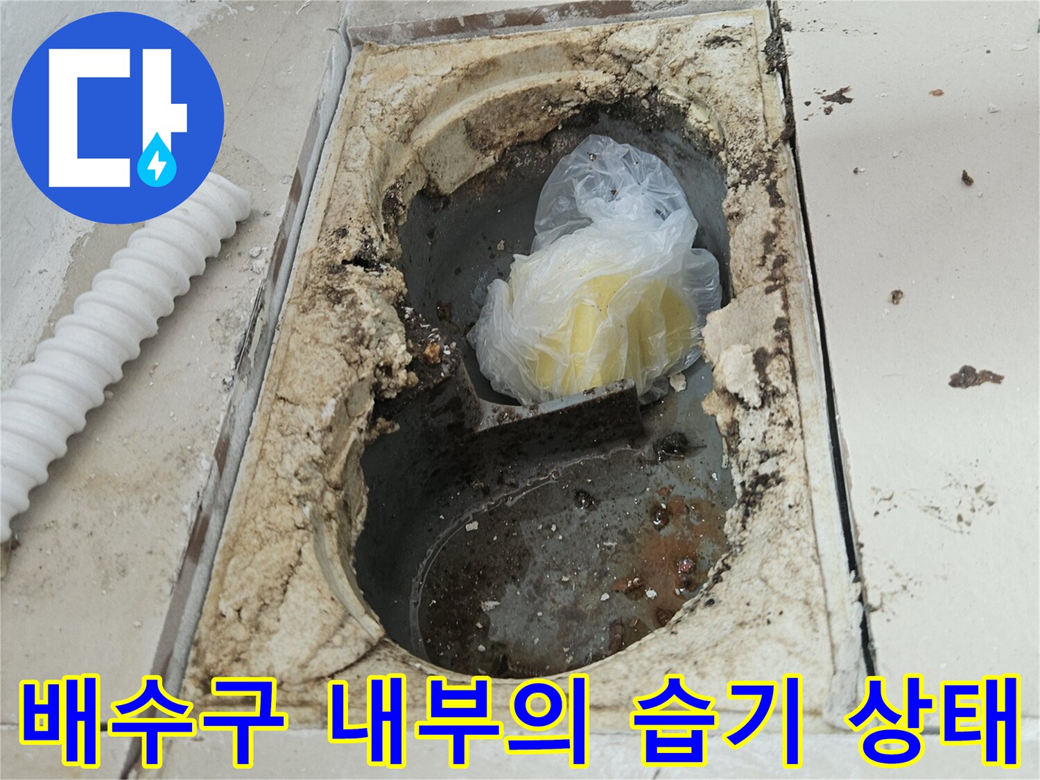 장암동 현장-물기가 남아있는 우수관 배수구 안쪽 모습