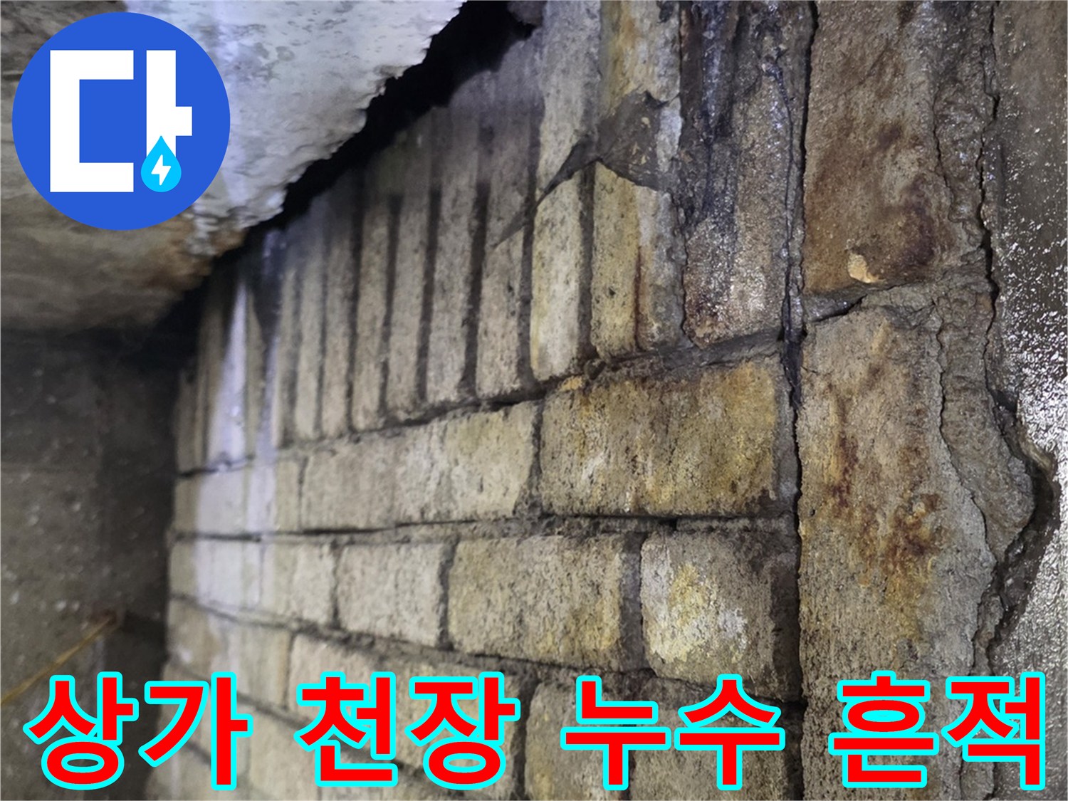 분당 수내동 상가 천장 슬래브의 습기와 오염된 모습