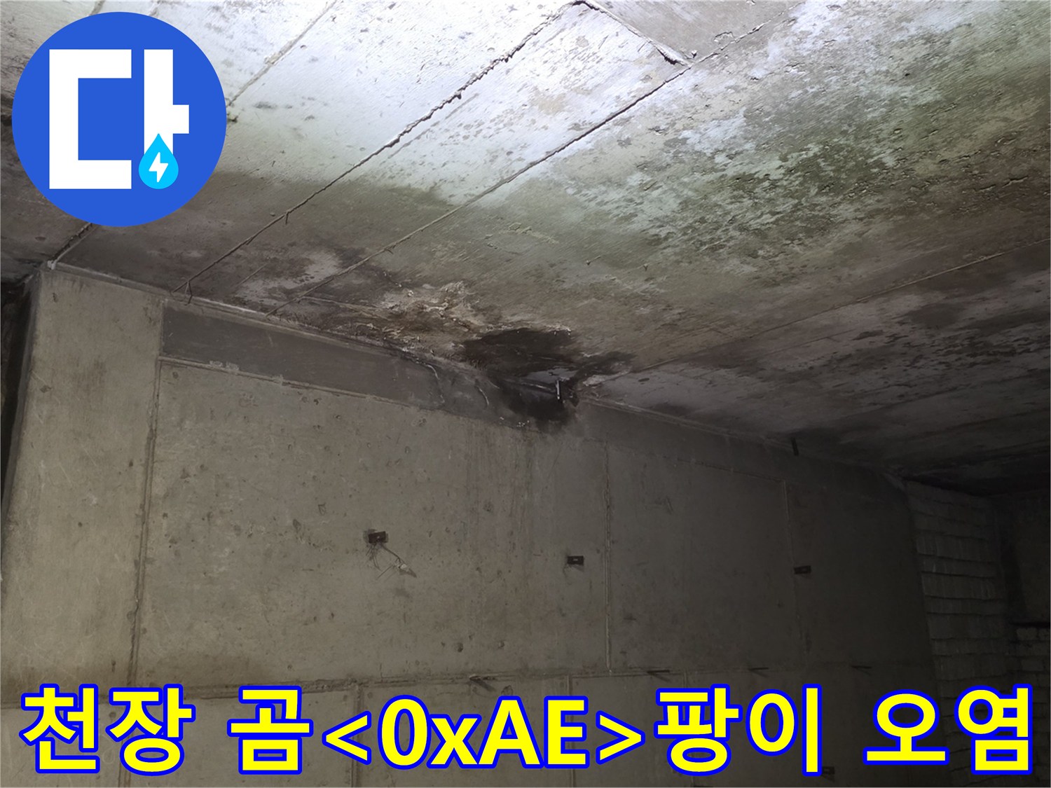상가 천장 구조물-습기로 인한 슬래브 부식 및 오염