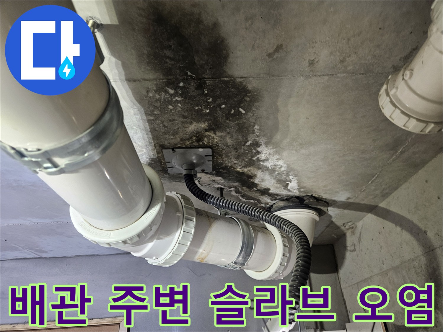 천장-배관-연결부-주변의-심한-곰팡이와-습기-흔적