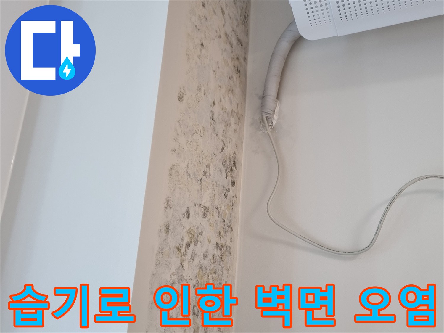 에어컨 하단부-벽면 곰팡이 및 변색 상태