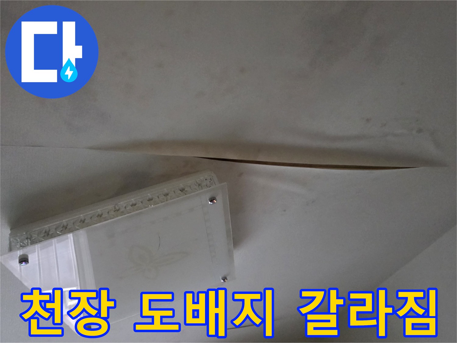 화장실 천장 조명 부근 - 수분 침투로 인한 도배지 들뜸