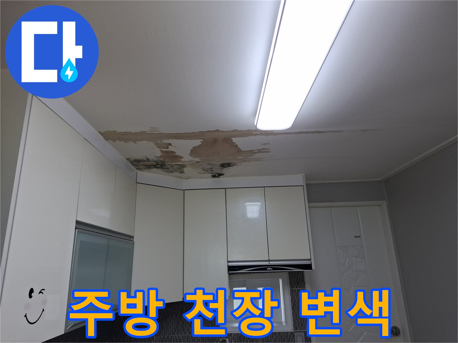 여주시 현암동-주방 천장 물샘으로 인한 얼룩과 곰팡이 흔적