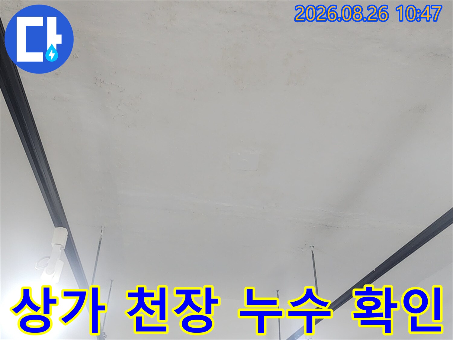 강북구 수유동 상가 건물-지하층 천장 누수 지점 점검 모습