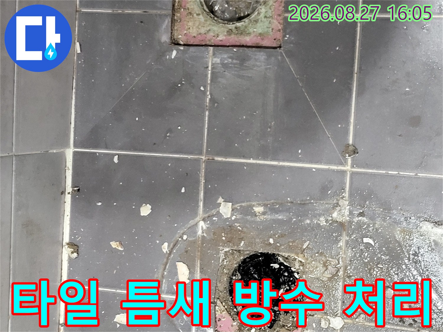 고양시 일산동구-화장실 배수구 주변 타일 및 방수층 보강 작업