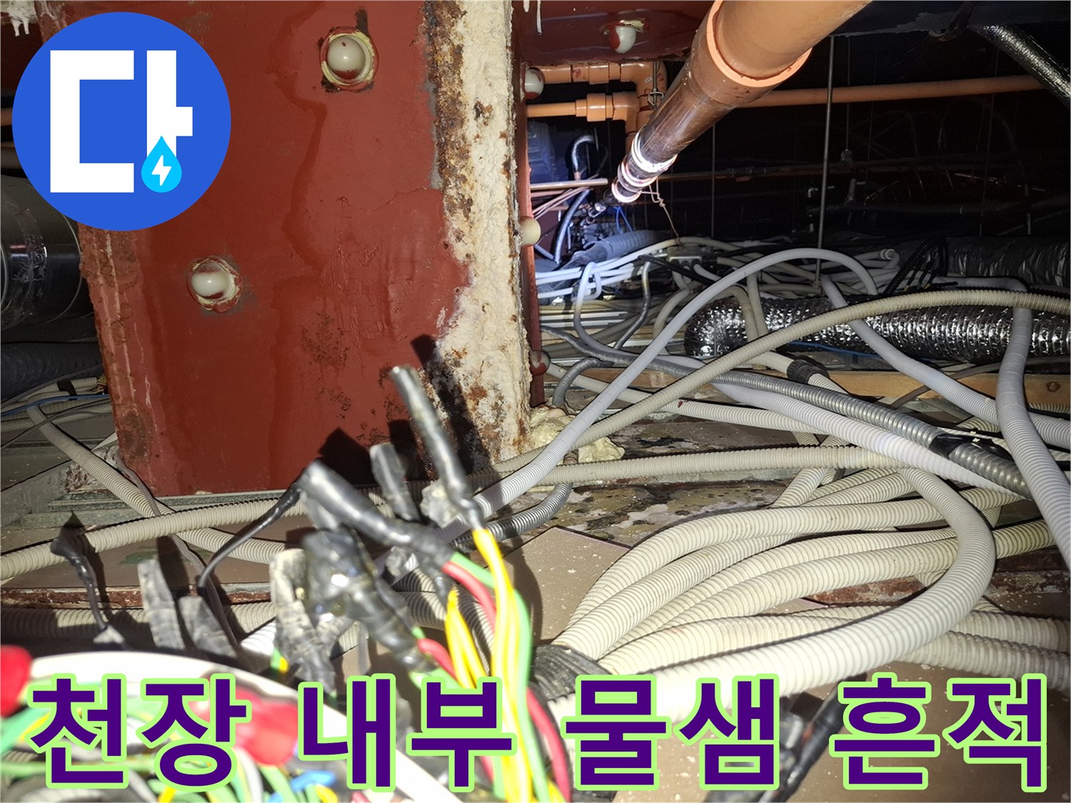 광명 철산동-기둥 벽면의 젖은 부위와 배관 상태 점검